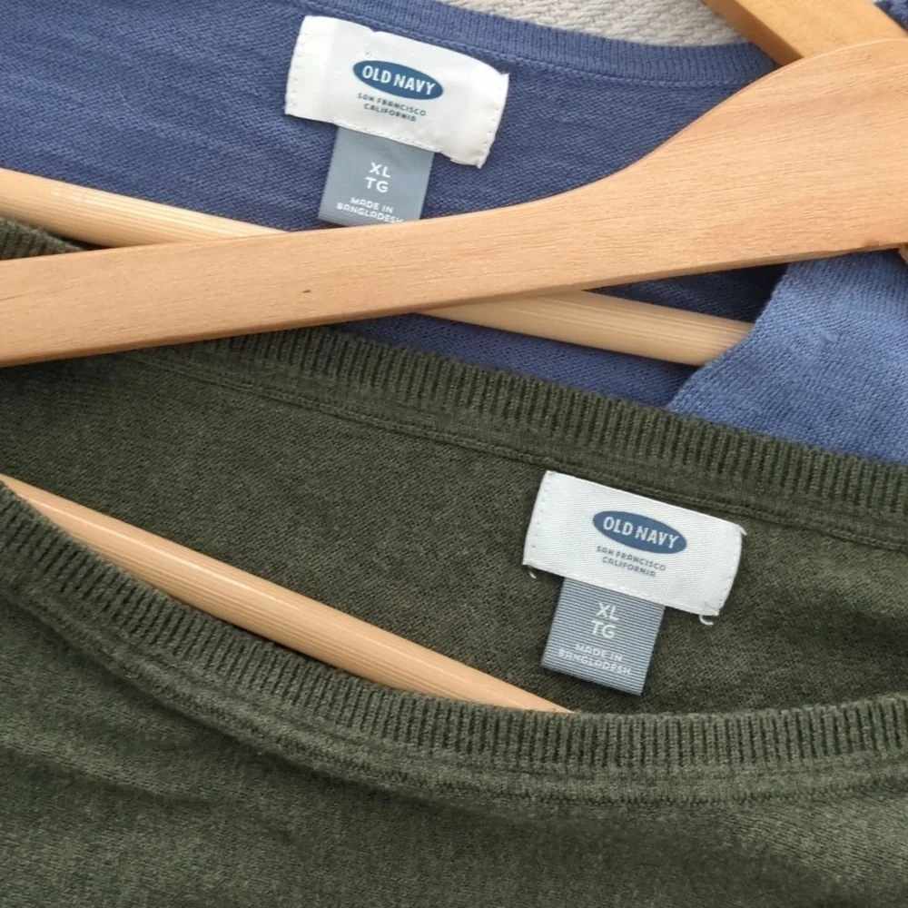 Old Navy Blue & Green Two Lightweight Sweaters Bundle Fall Casual Relaxed Fit XL - Picture 5 of 7